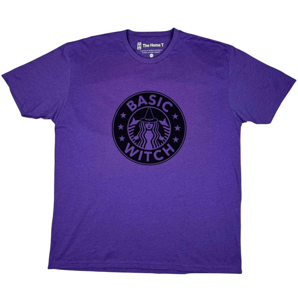 The Home T Basic Witch Graphic Tee Halloween Parody Mens XXL Purple USA
